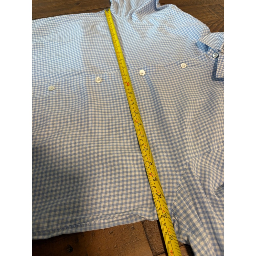 Barba Napoli Mens Gingham Button Down Shirt Blue White Cotton Italy Size L - Picture 13 of 13